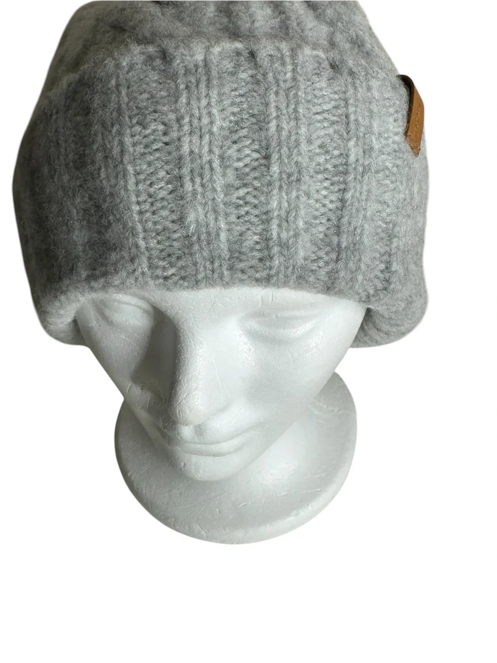Vince Airspun Merino Wool Blend Cable Knit Cuffed Beanie Hat Gray One Size NWT